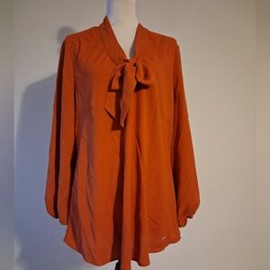 Orange Blouse With Tie Women's Size 1X